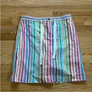 Christopher & Banks colorful striped cotton skirt rainbow tie waist size 4 pride